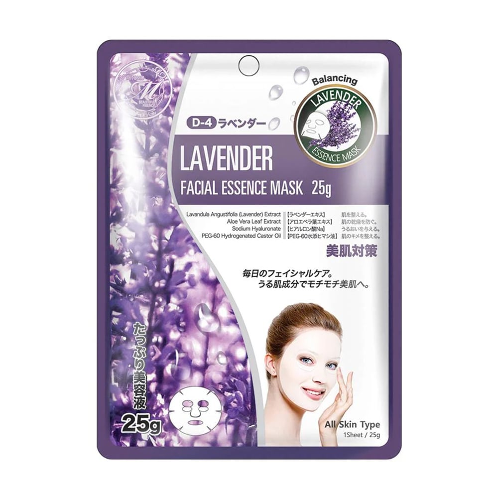 Тканинна маска для обличчя Mitomo 512 Lavender Facial Essence Mask з екстрактом лаванди, 25 г